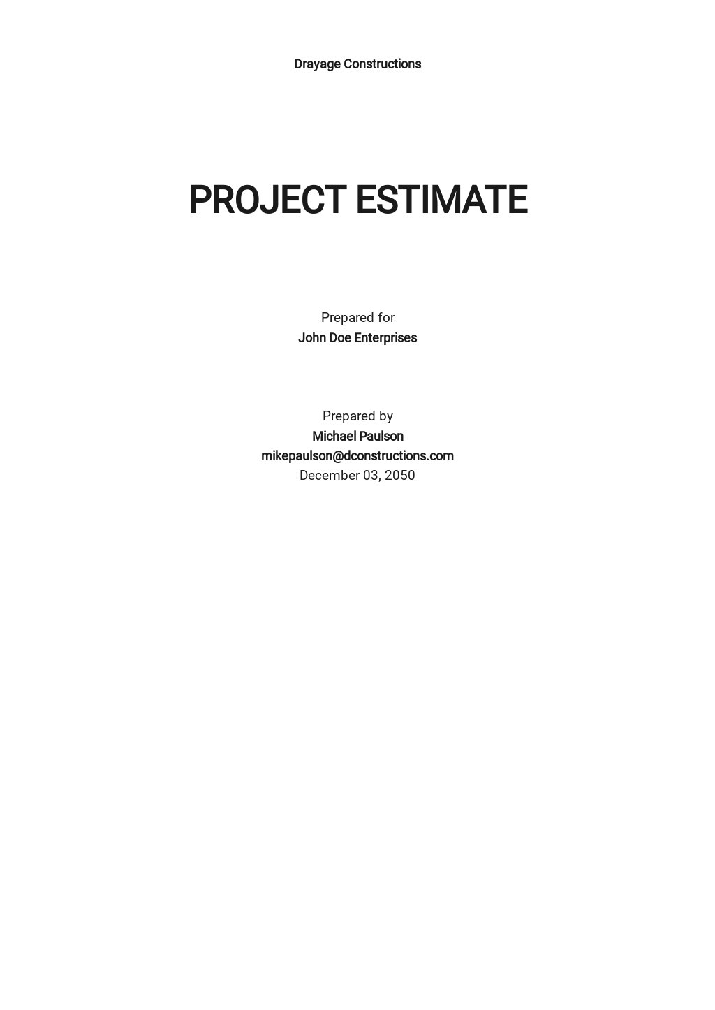 Free Project Estimate Template.jpe