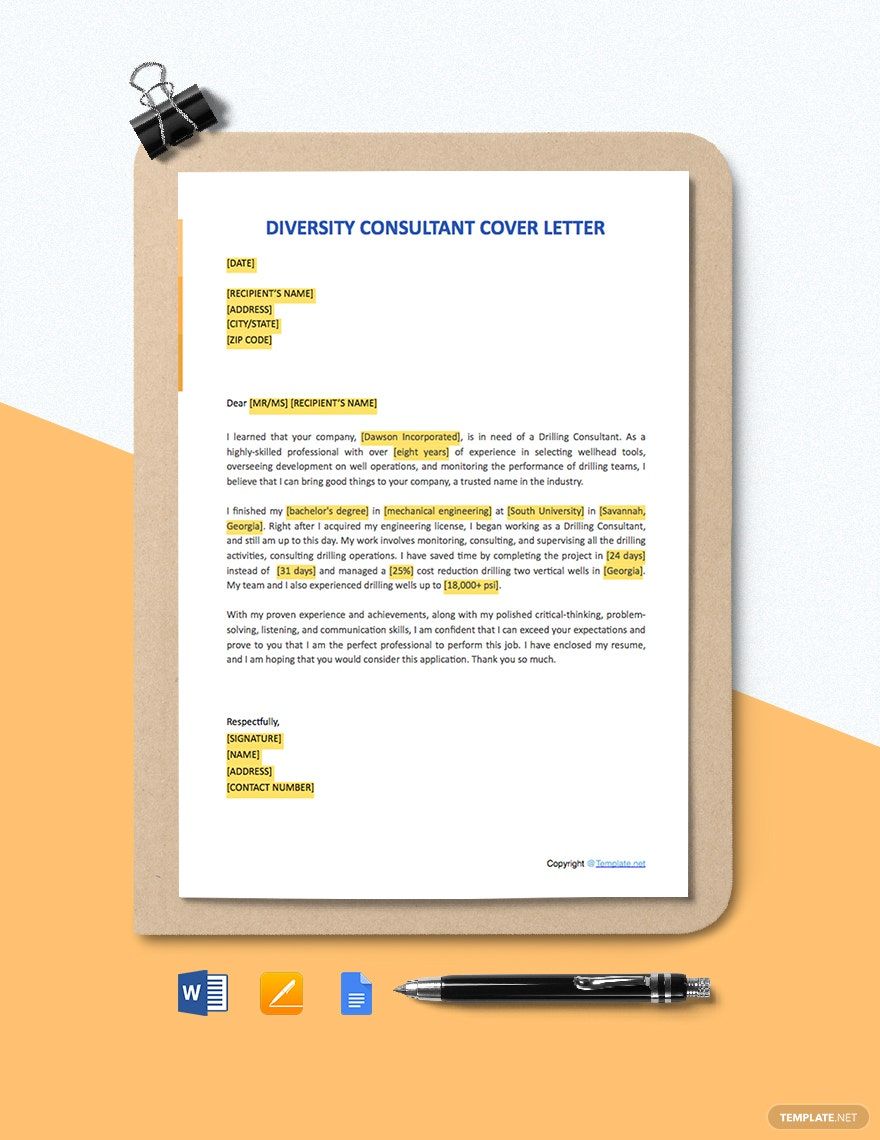 Free Drilling Consultant Cover Letter Template in Word, Google Docs, PDF, Apple Pages