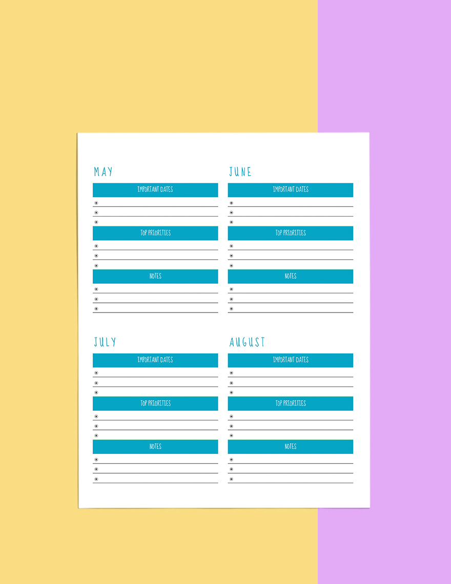 Yearly Life Planner Template