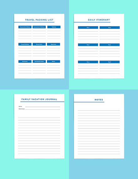 Family Vacation Planner template Editable
