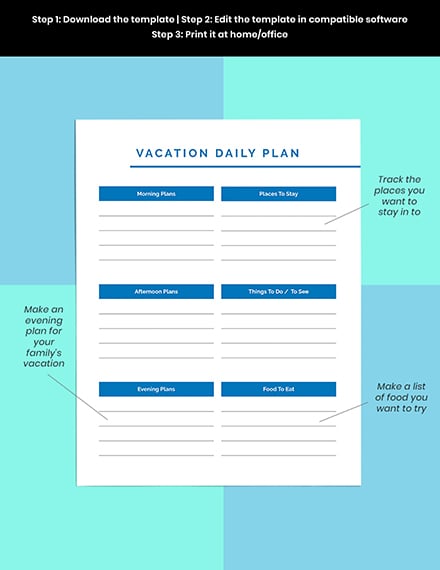 Family Vacation Planner template Printable