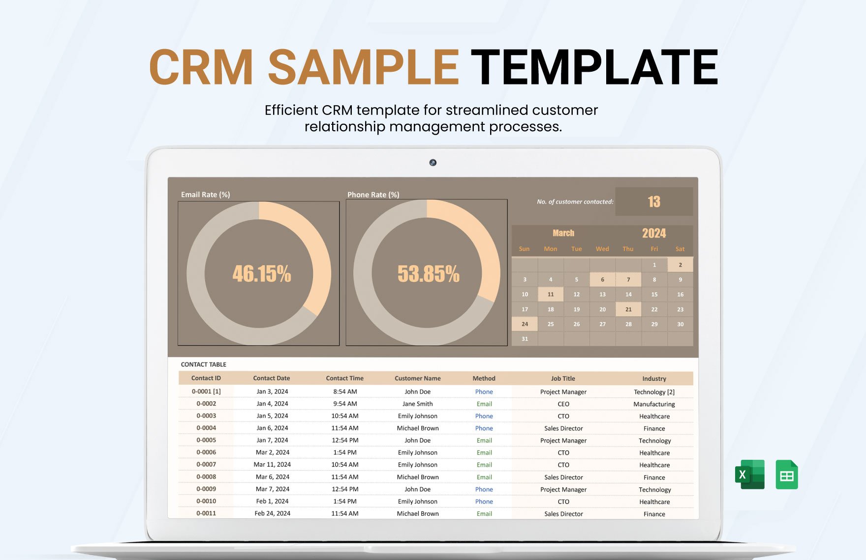 CRM Sample Template in Excel, Google Sheets