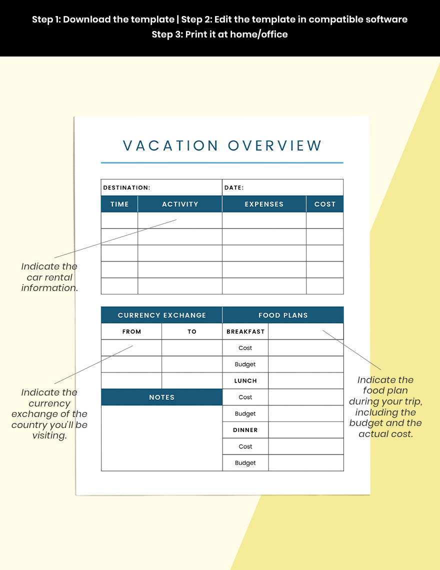 Employee Vacation Planner Template