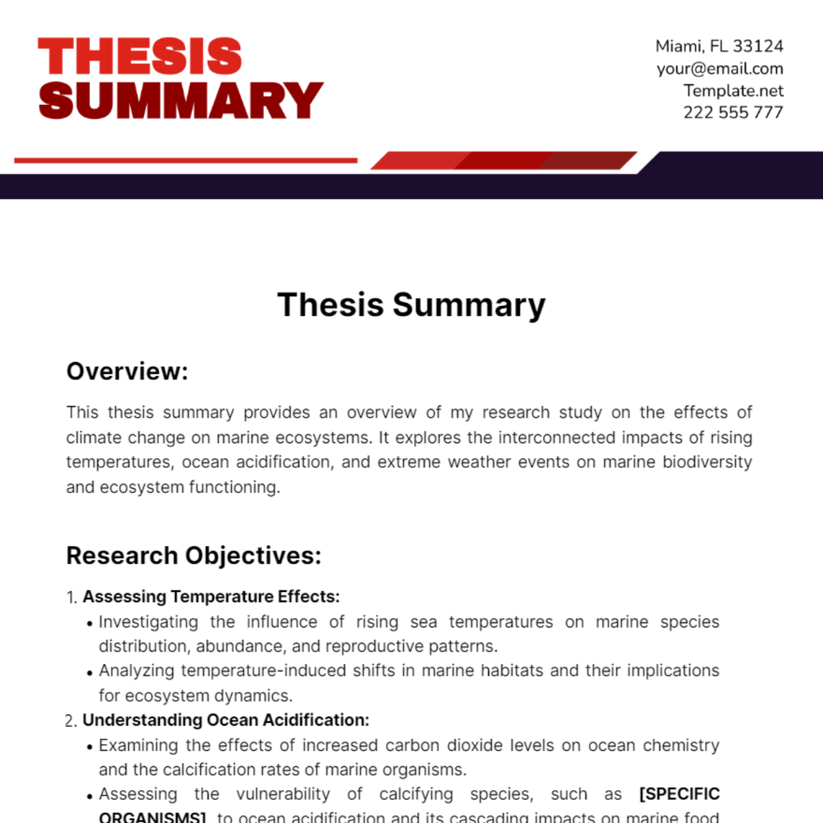 Thesis Summary Template