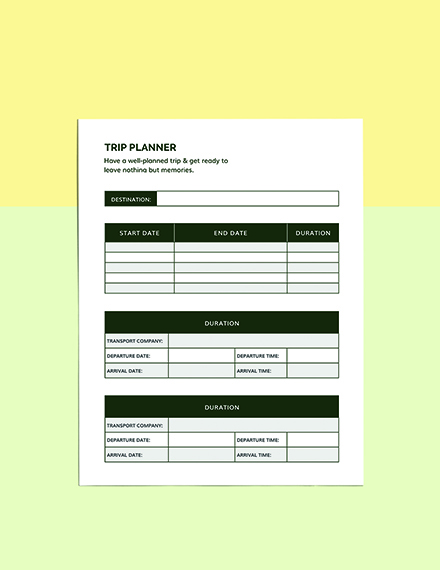 Free Printable Vacation Planner Template  Word, Apple Pages  Template.net