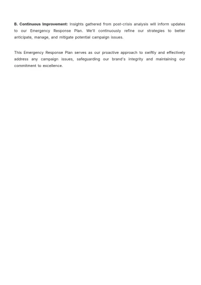 Free Advertising Emergency Response Plan for Campaign Issues Template to Edit Online