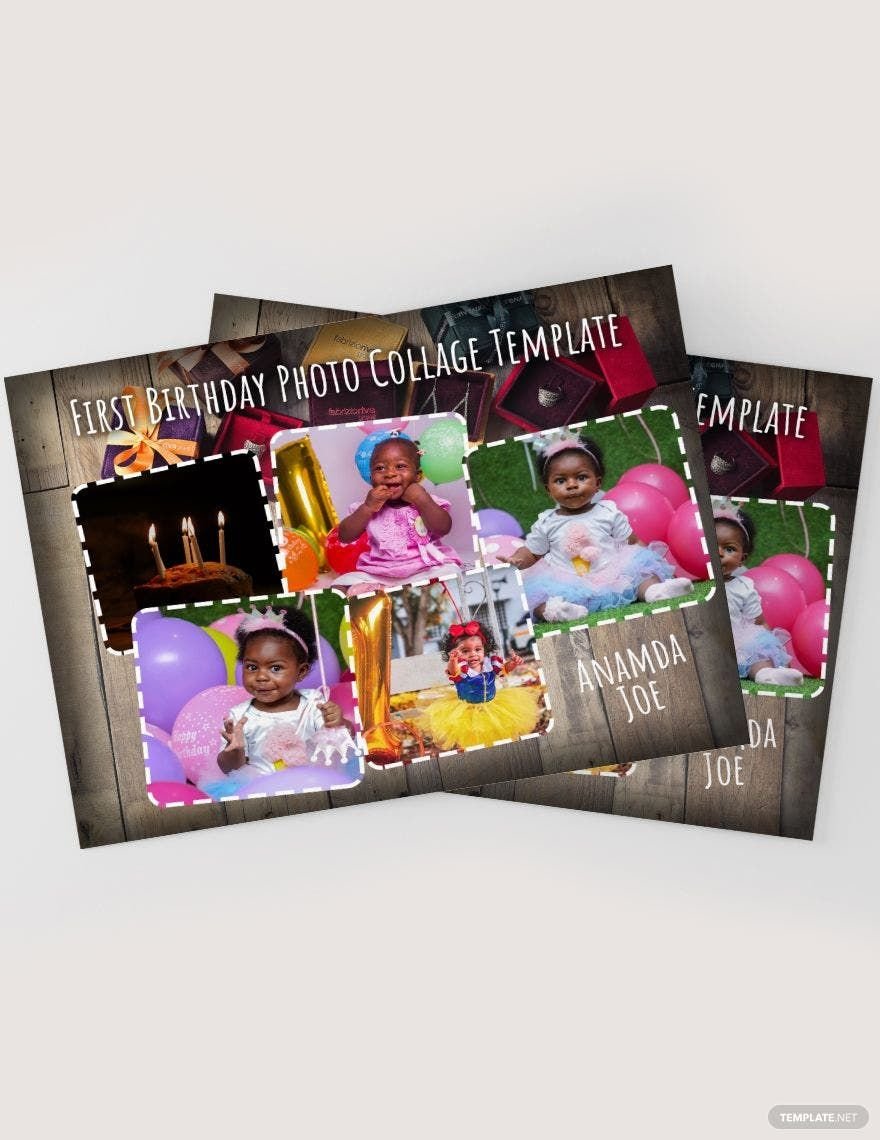 First Birthday Photo Collage Template