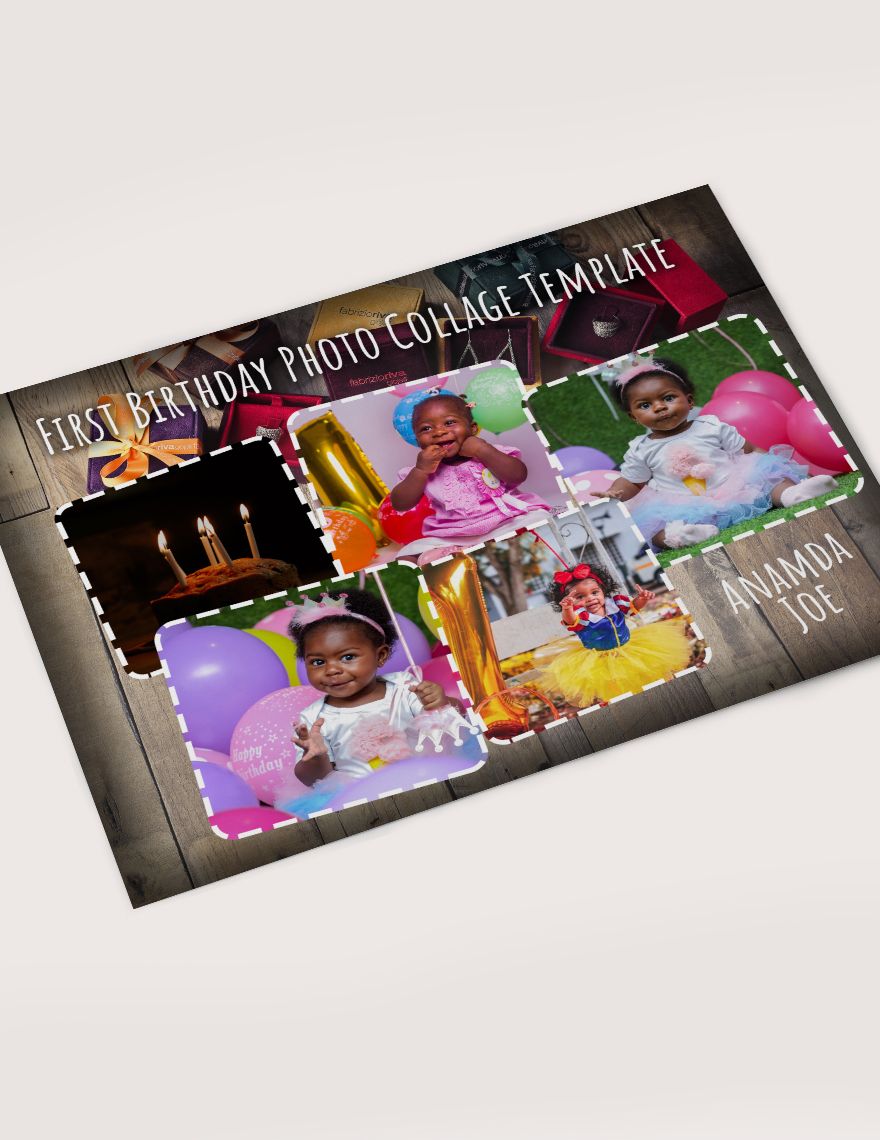 First Birthday Photo Collage Template