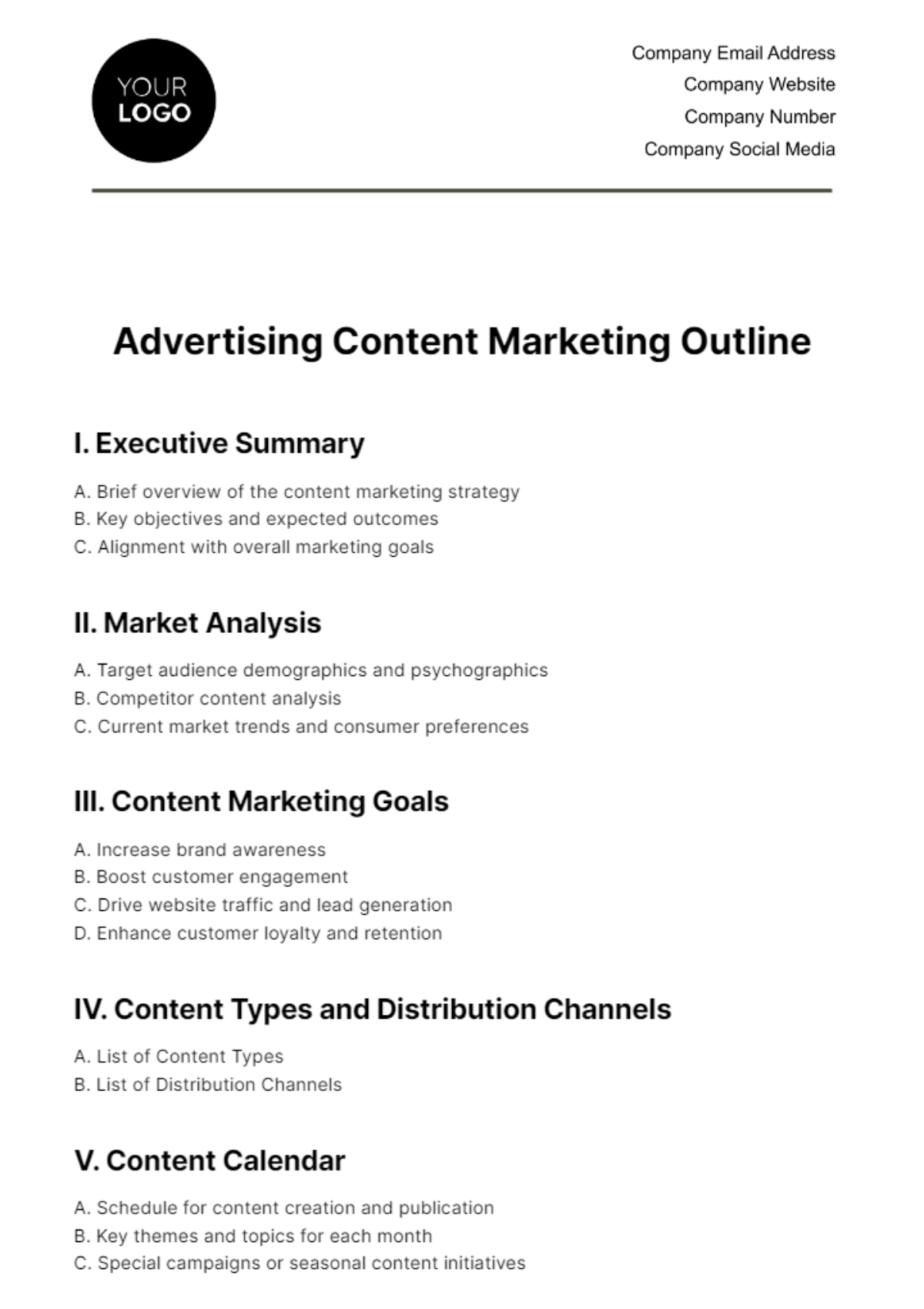 Advertising Content Marketing Outline Template