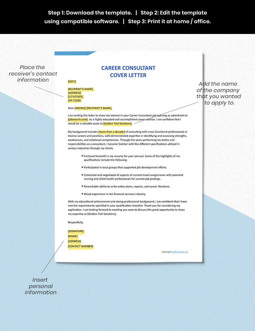 Career Consultant Cover Letter Template