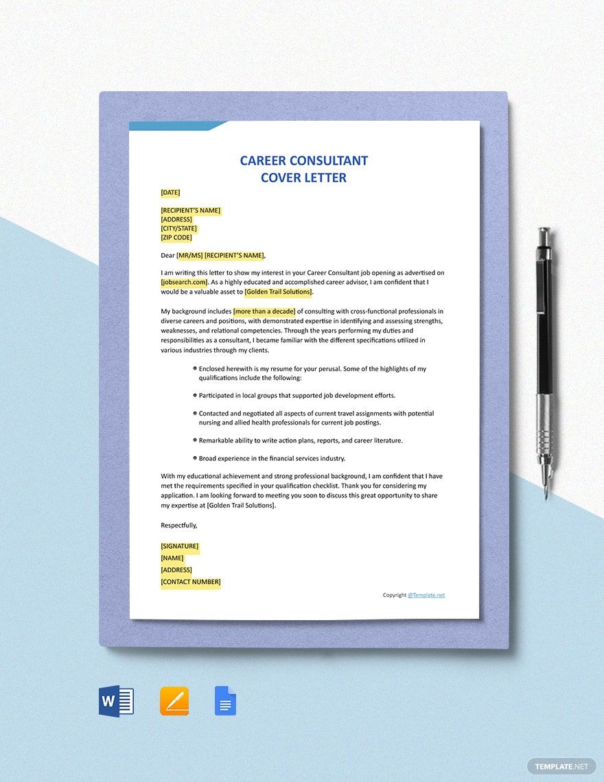 Career Consultant Cover Letter Template