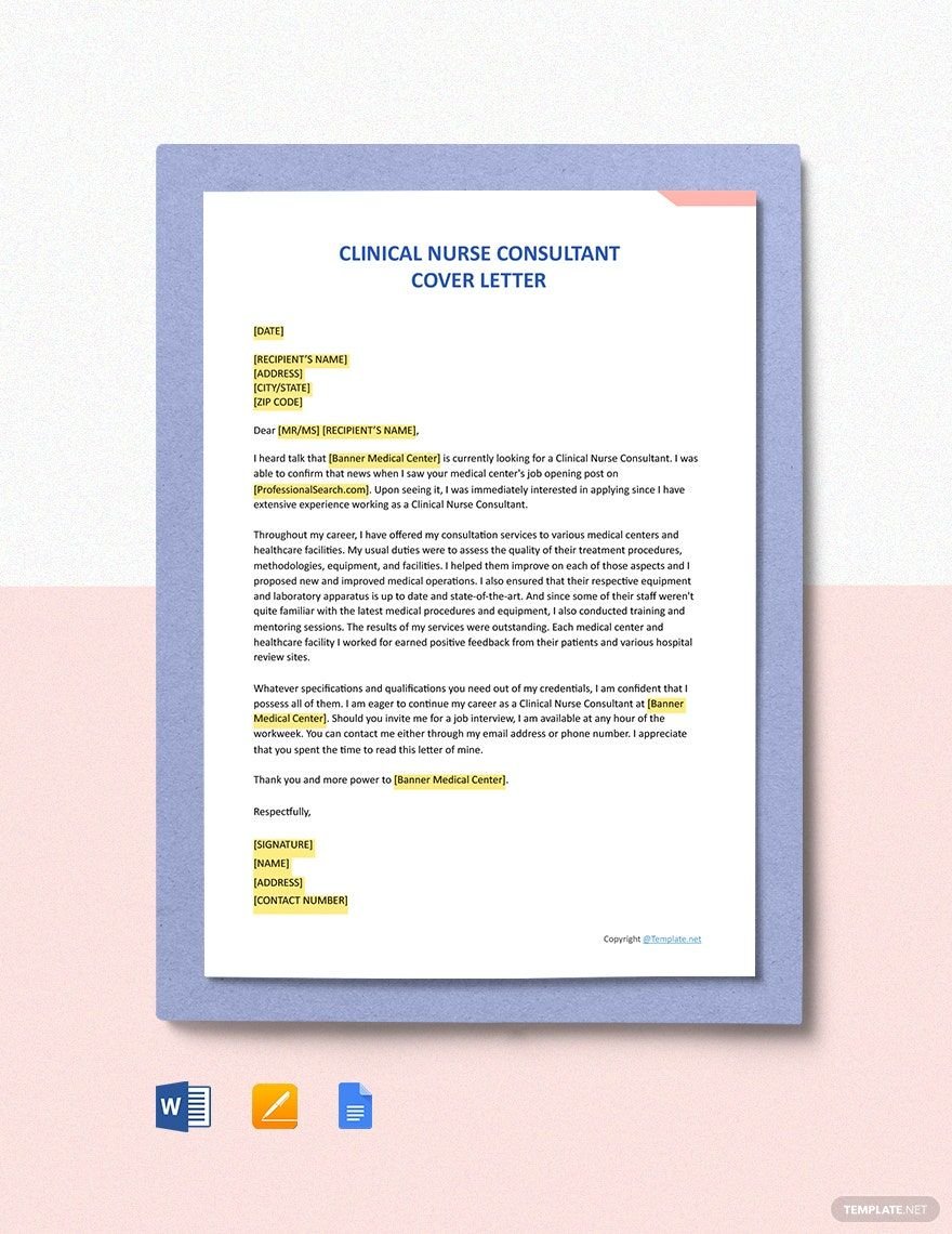 Clinical Nurse Consultant Cover Letter Template