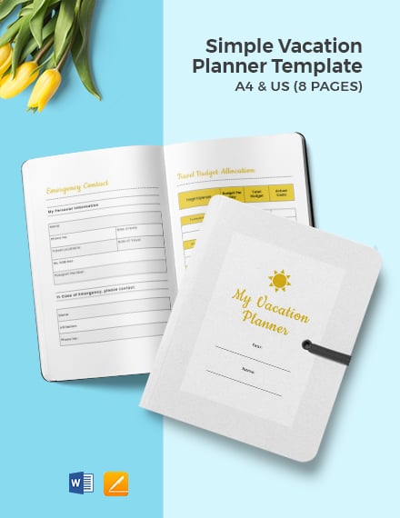 Simple Vacation Planner template