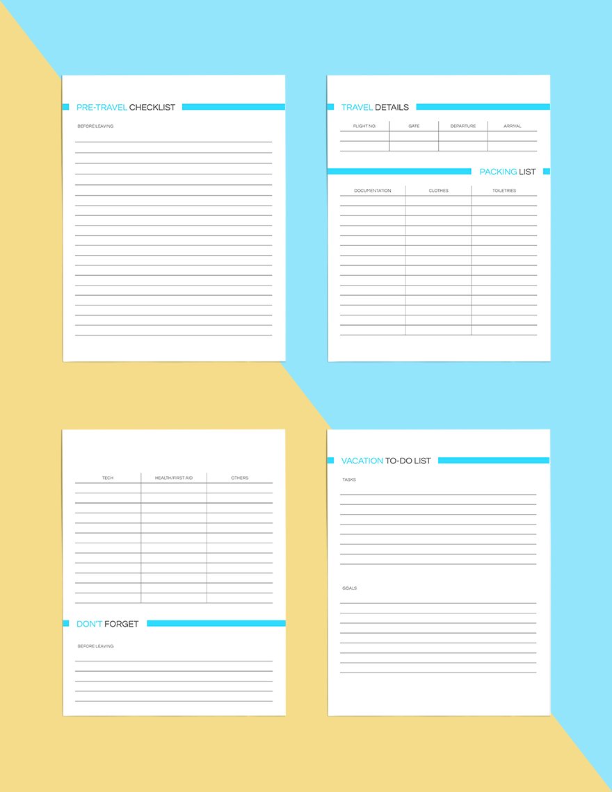 Basic Vacation Planner template Download