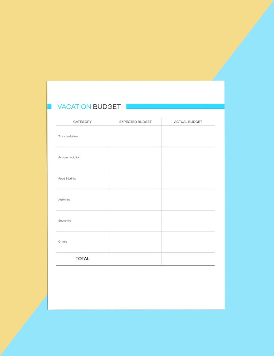Basic Vacation Planner template Sample