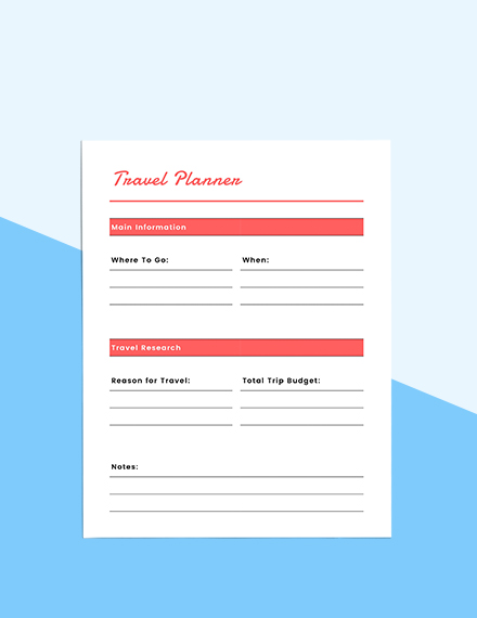 Family Travel Planner Format