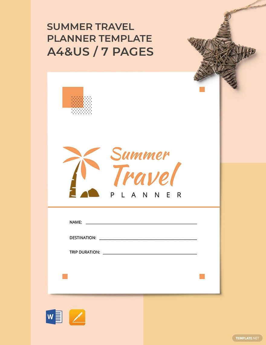 Summer Travel Planner Template in Word, PDF, Apple Pages
