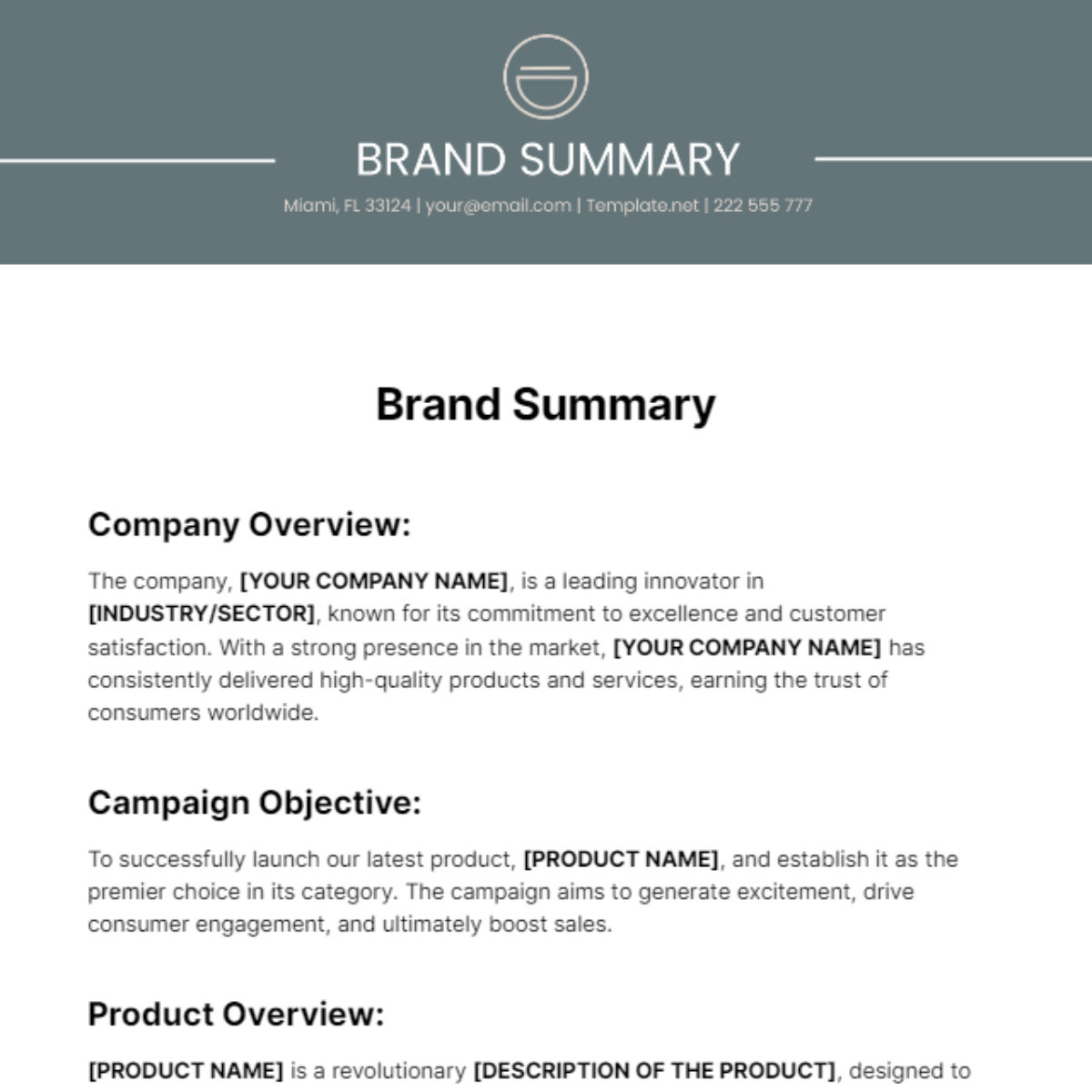 Brand Summary Template