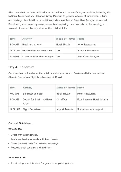 Free Jakarta Itinerary Template to Edit Online