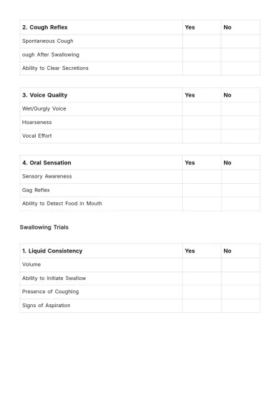 Free Bedside Swallow Evaluation Template to Edit Online