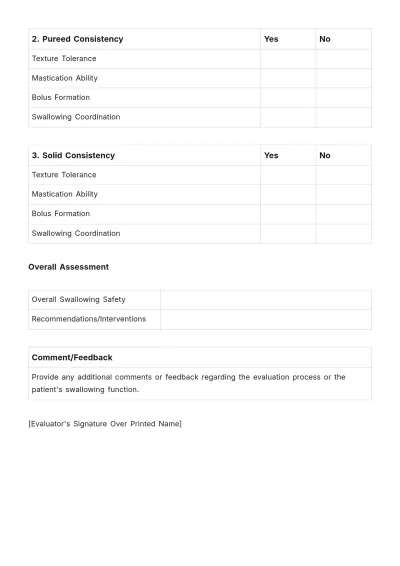 Free Bedside Swallow Evaluation Template to Edit Online