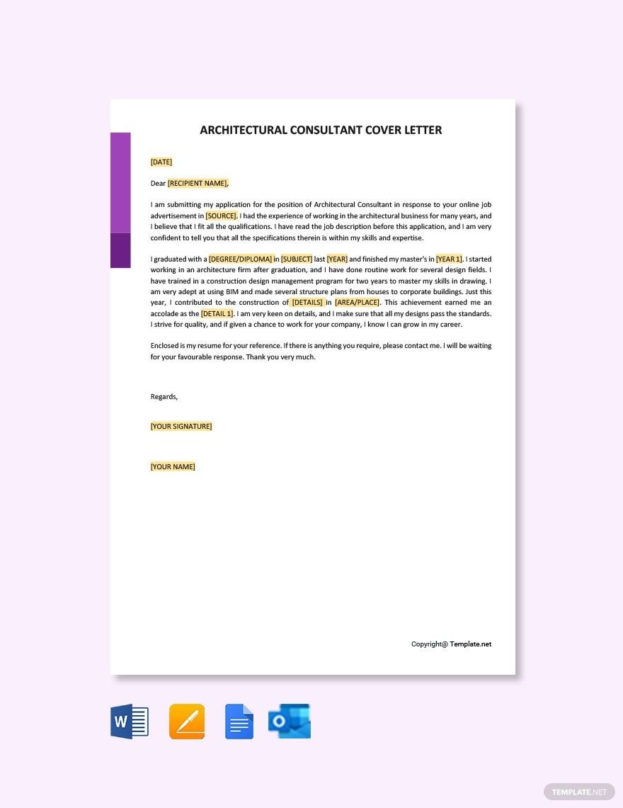 Architectural Consultant Cover Letter Template