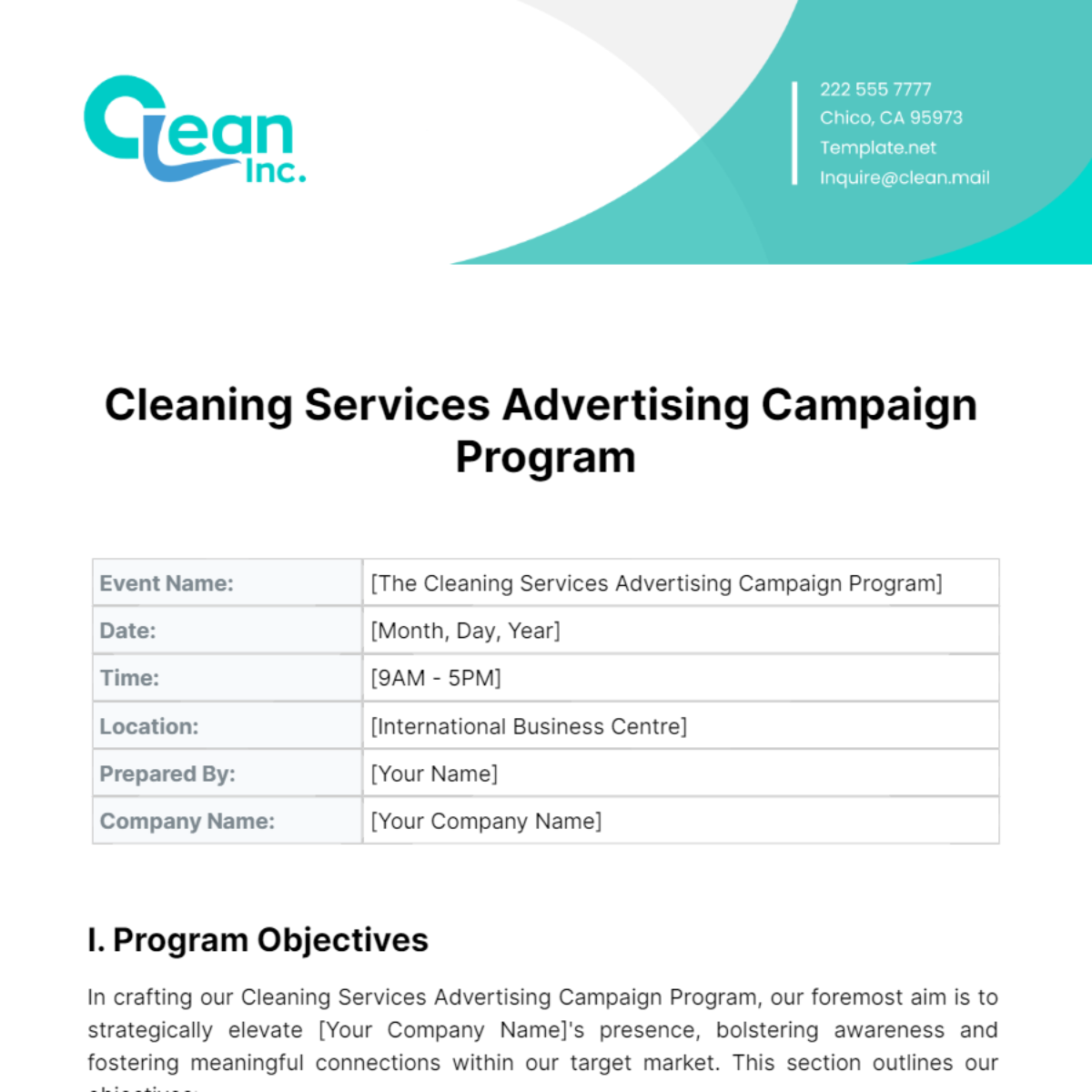 Cleaning Services Advertising Campaign Program Template