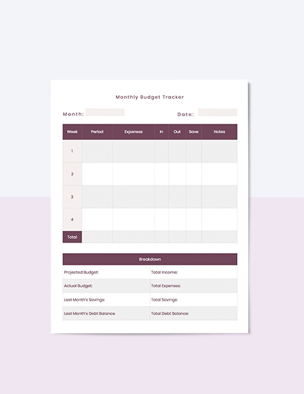 Household Life Planner Budget