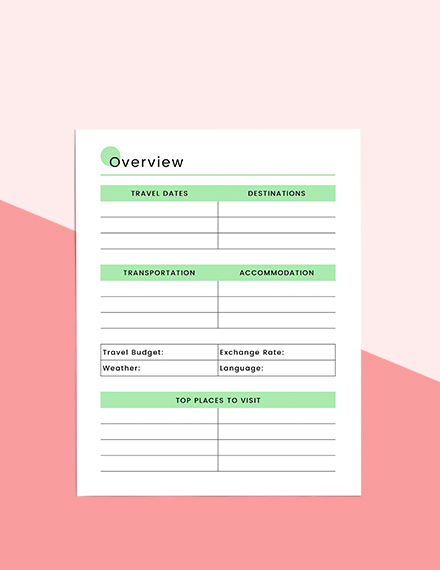 Free Backpacking Travel Planner Template to Edit Online