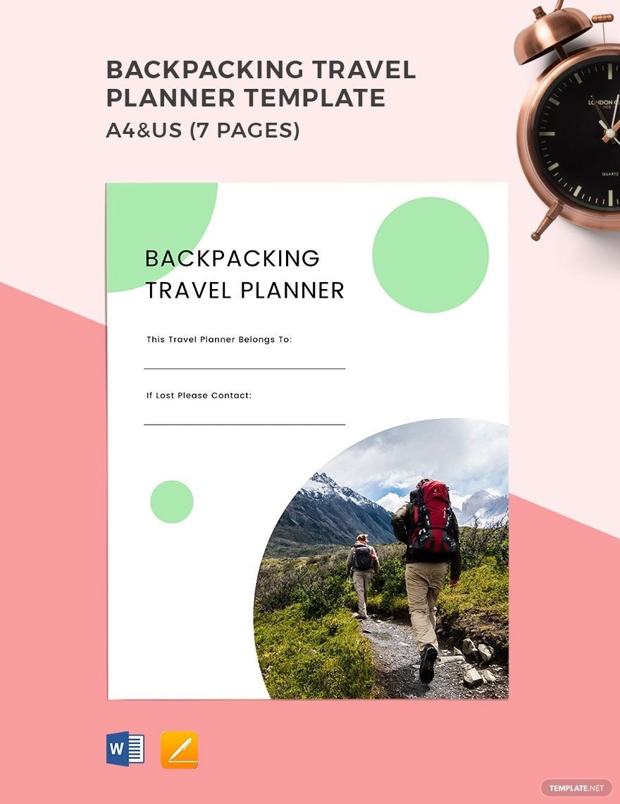 Backpacking Travel Planner Template in Word, PDF, Apple Pages
