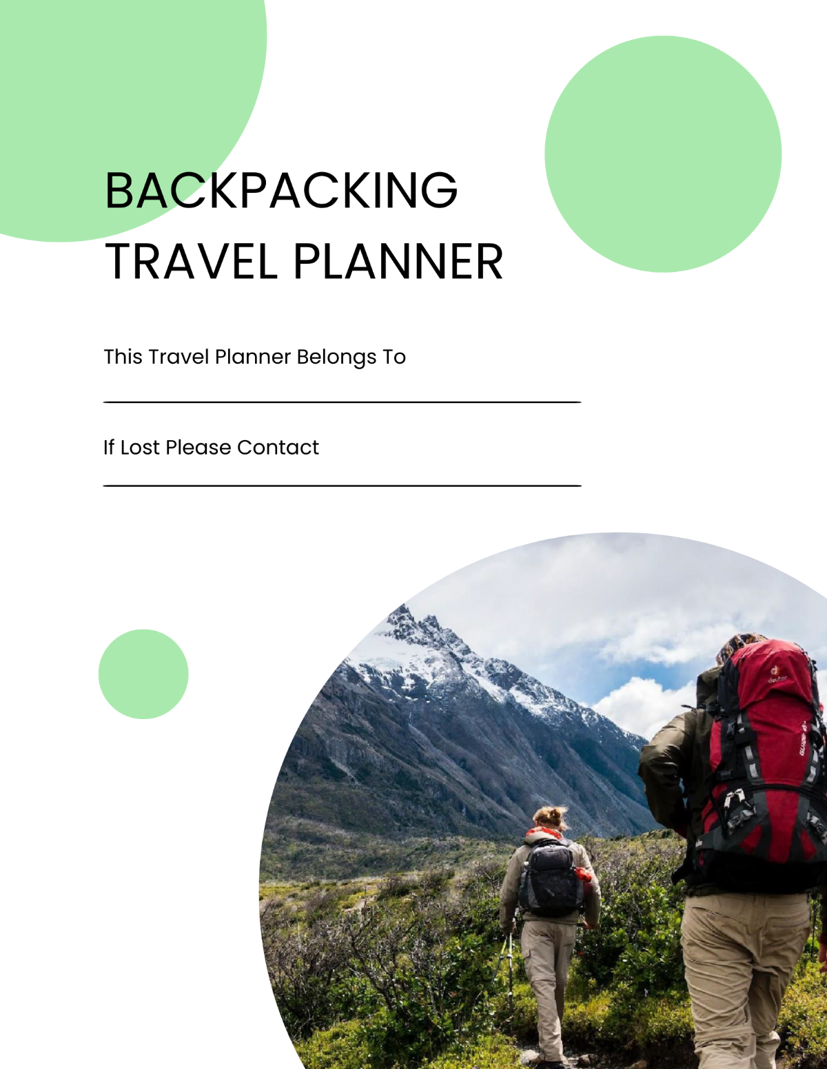 Backpacking Travel Planner Template