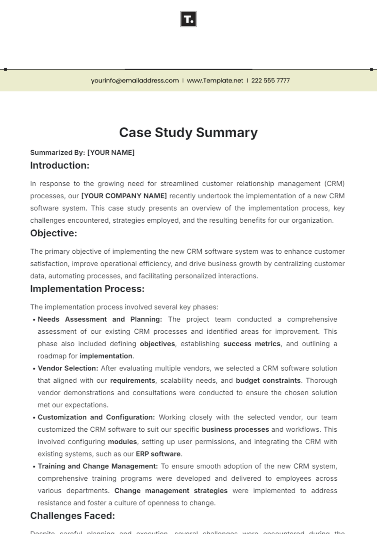 Case Study Summary Template - Edit Online & Download