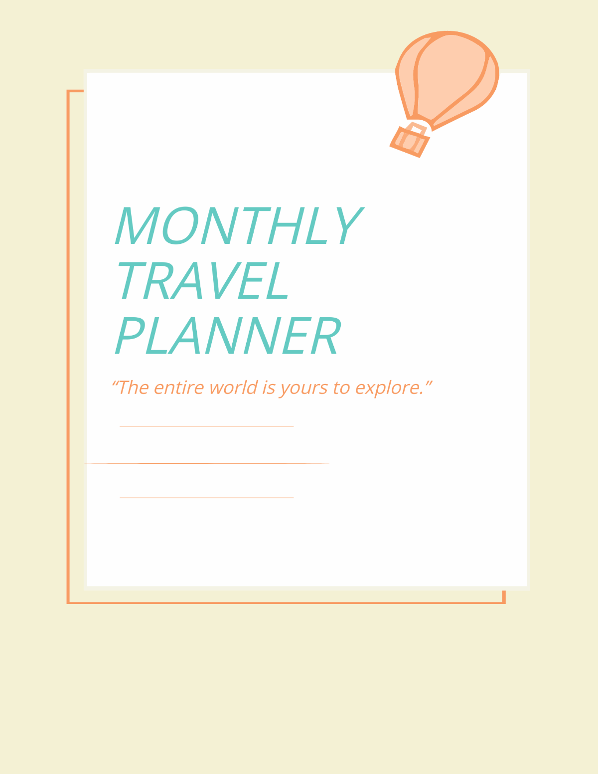 Monthly Travel Planner Template