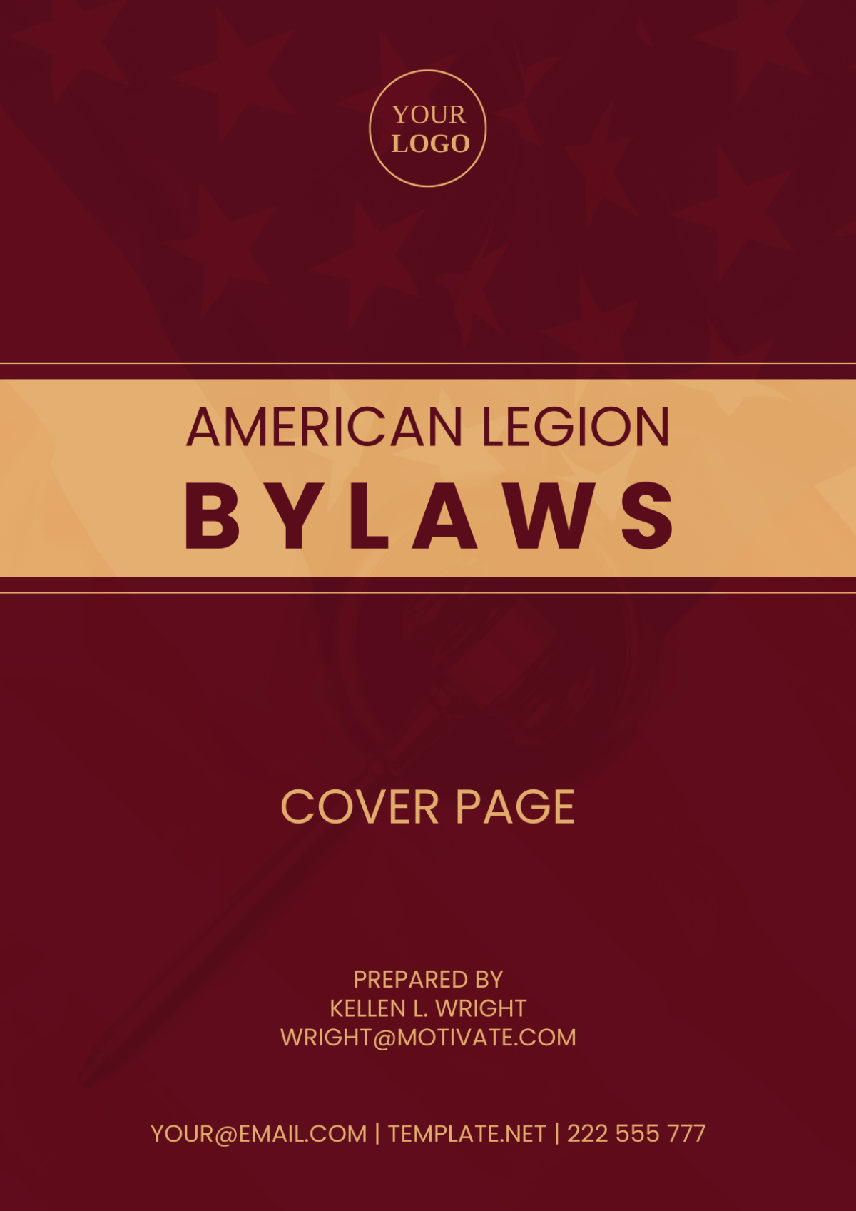 American Legion Bylaws Cover Page Template