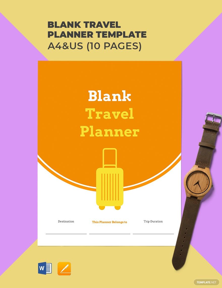Blank Travel Planner Template in Word, Google Docs, PDF, Apple Pages