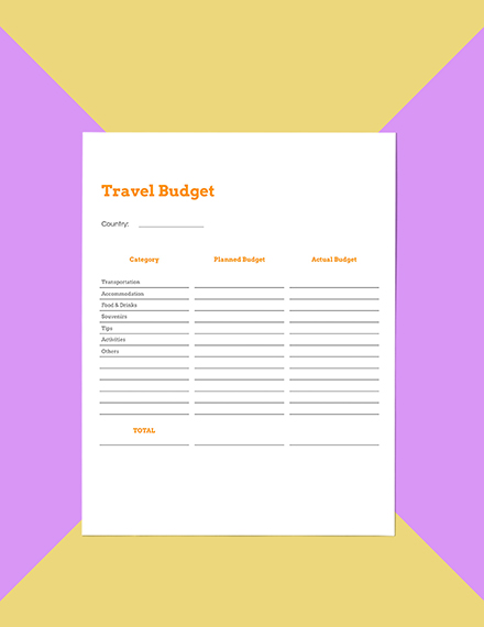Blank Travel Planner template Format