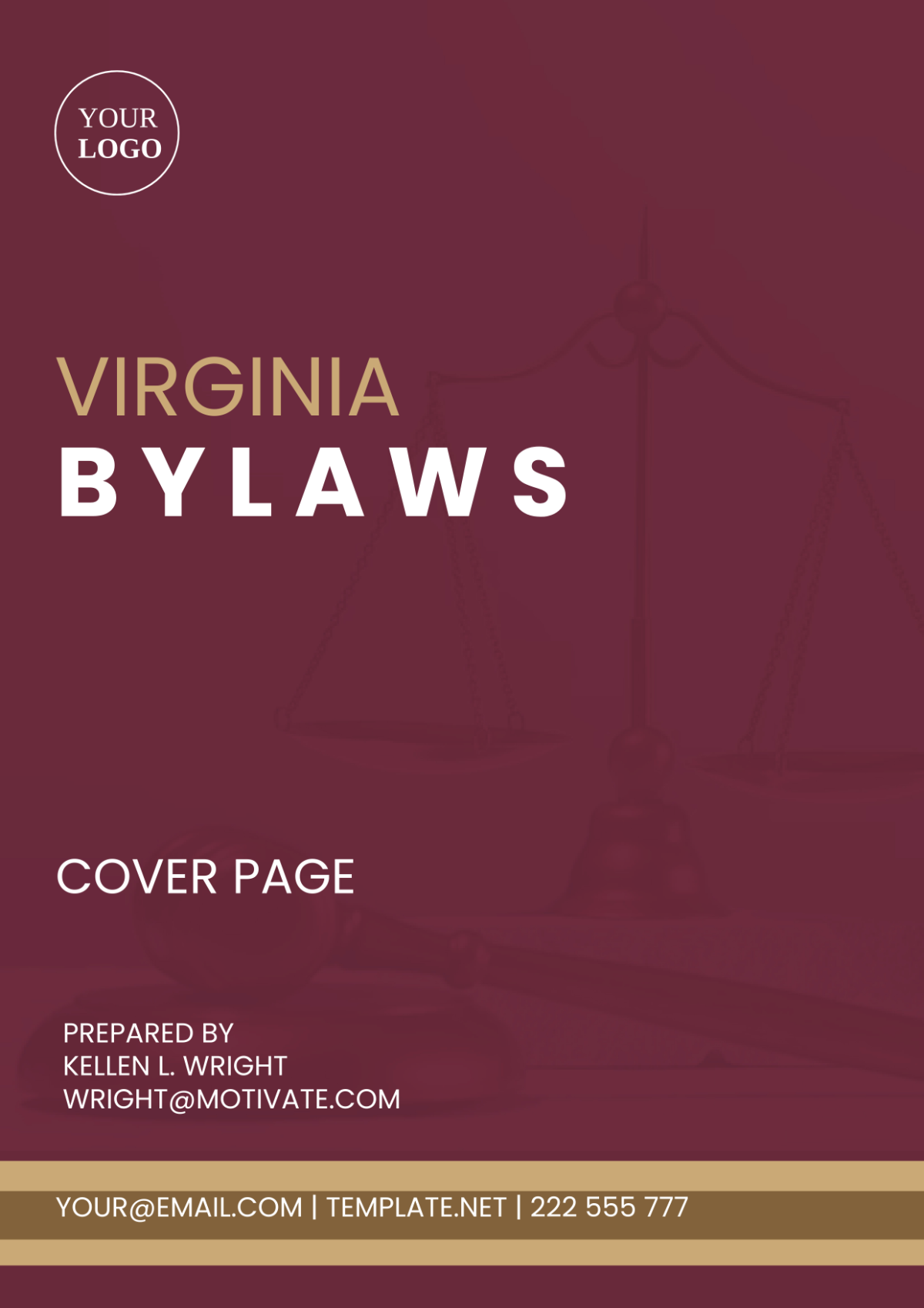 Virginia Bylaws Cover Page Template