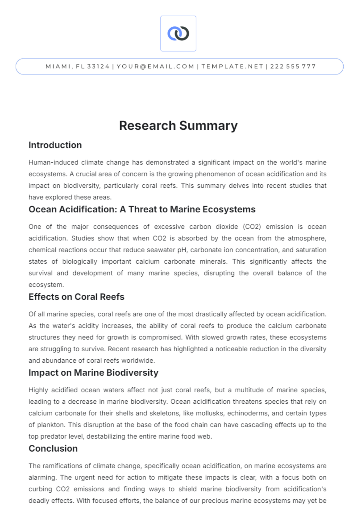 Research Summary Template - Edit Online & Download