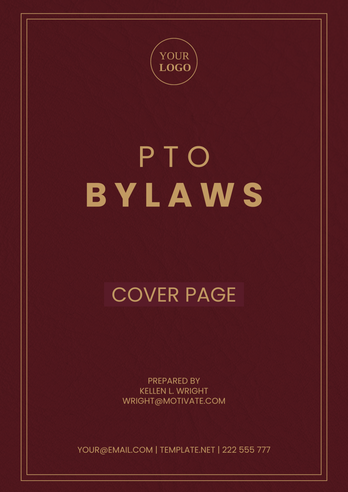 PTO Bylaws Cover Page