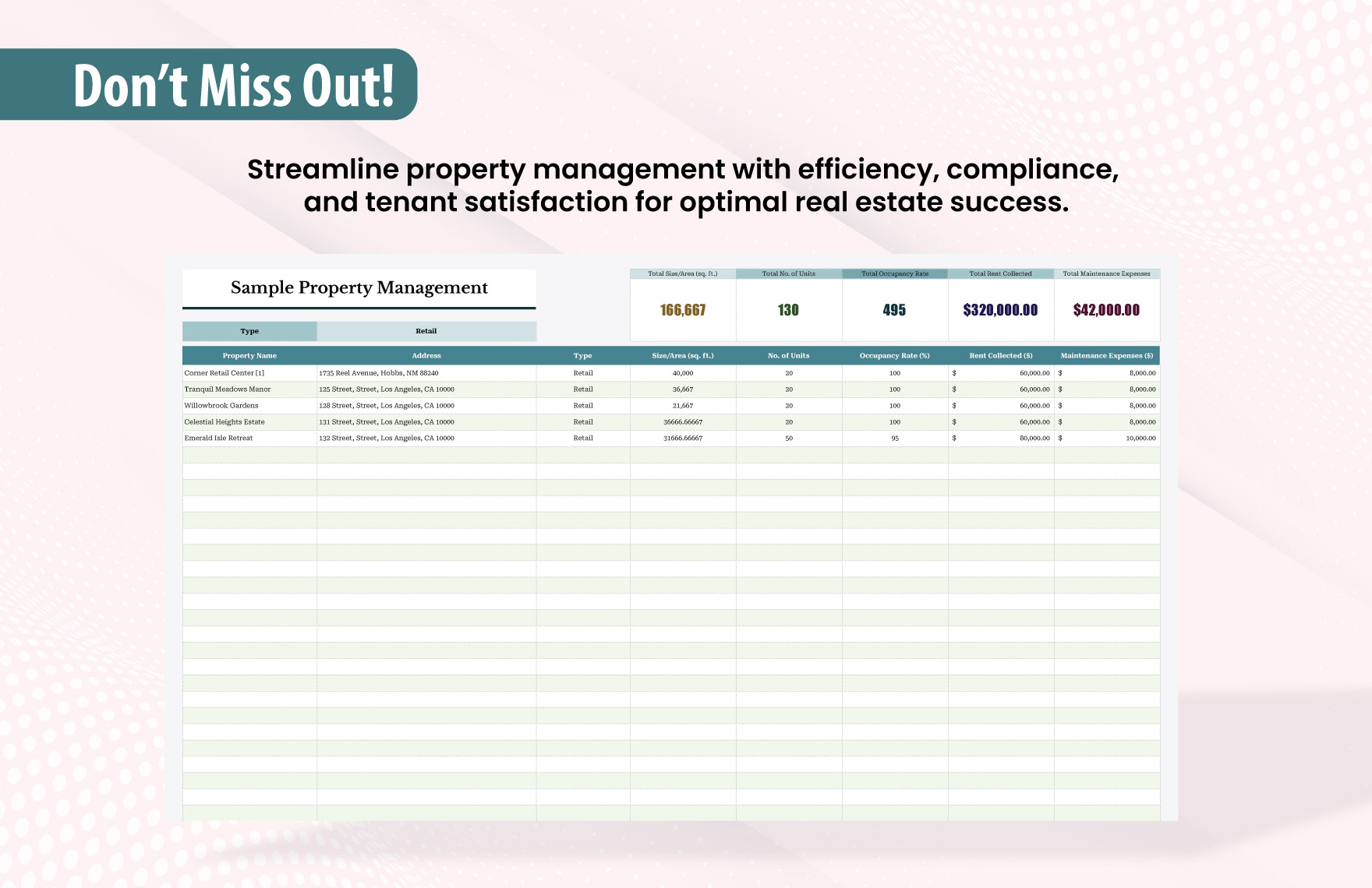 Sample Property Management Template