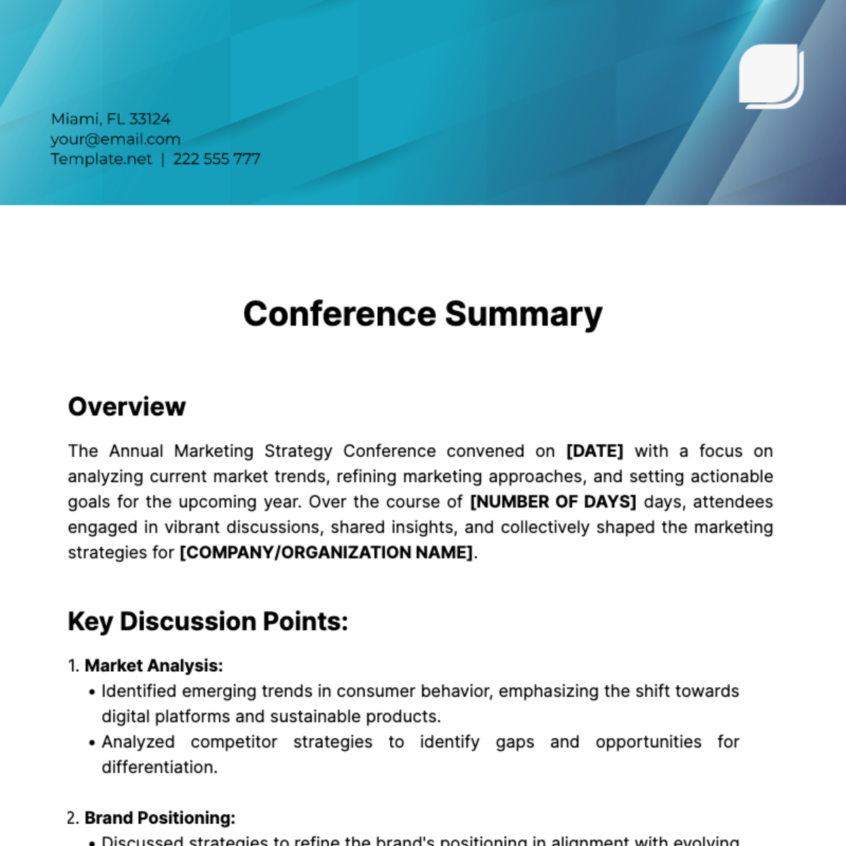 Conference Summary Template