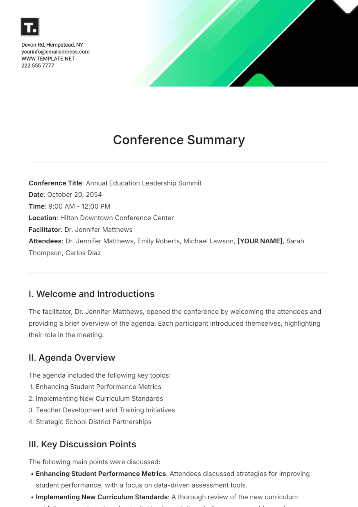 Conference Summary Template - Edit Online & Download