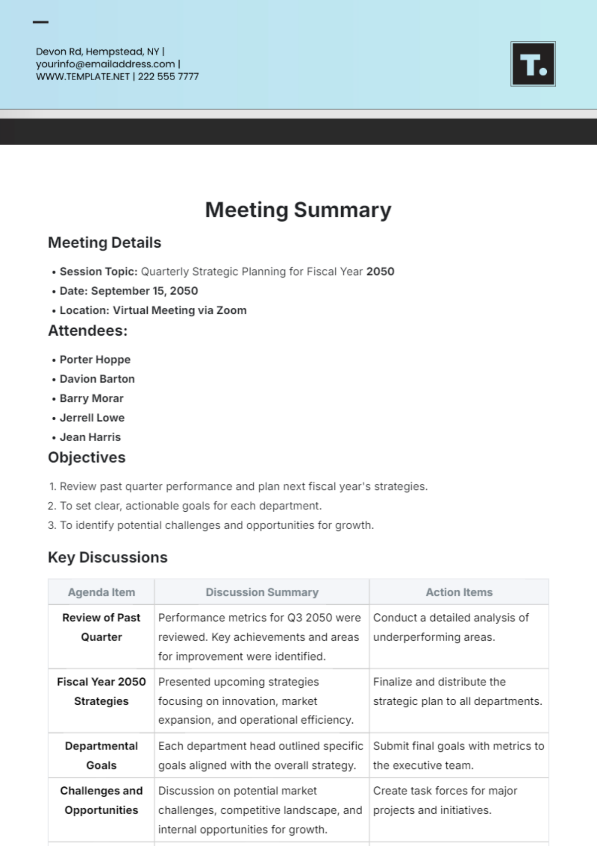 Meeting Summary Template - Edit Online & Download