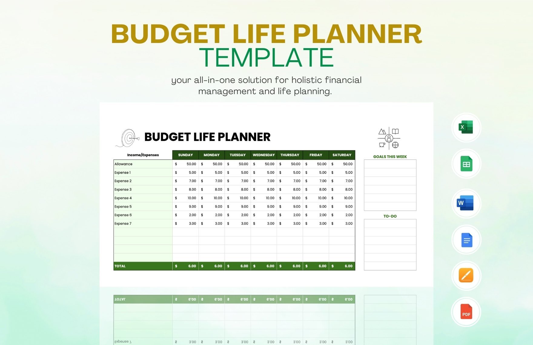 Budget Life Planner Template in Word, Google Docs, Excel, PDF, Google Sheets, Apple Pages