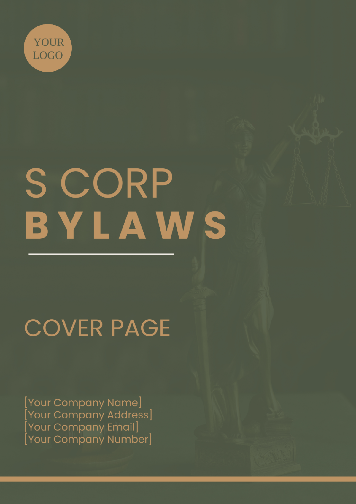 S Corp Bylaws Cover Page