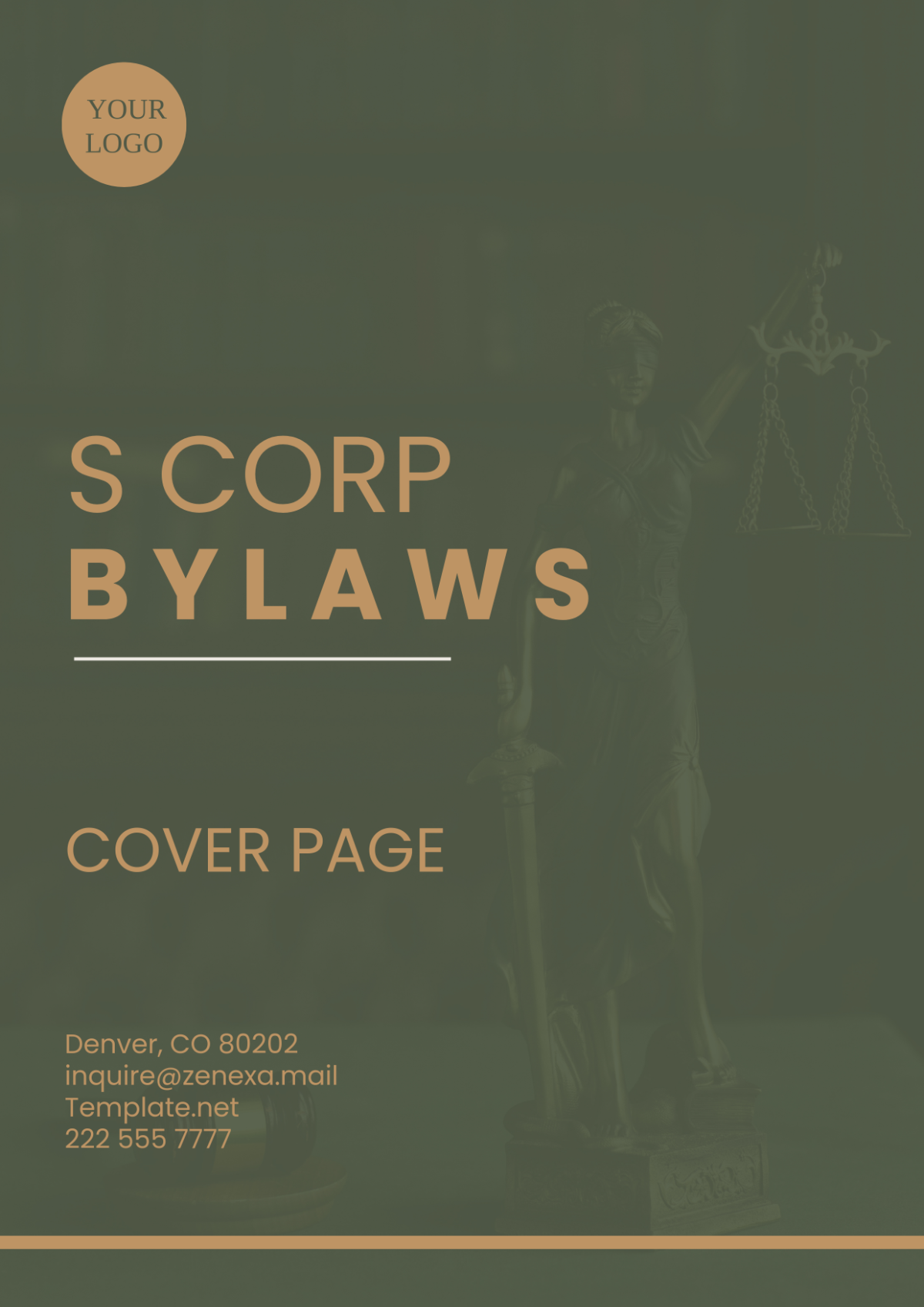 S Corp Bylaws Cover Page Template - Edit Online & Download