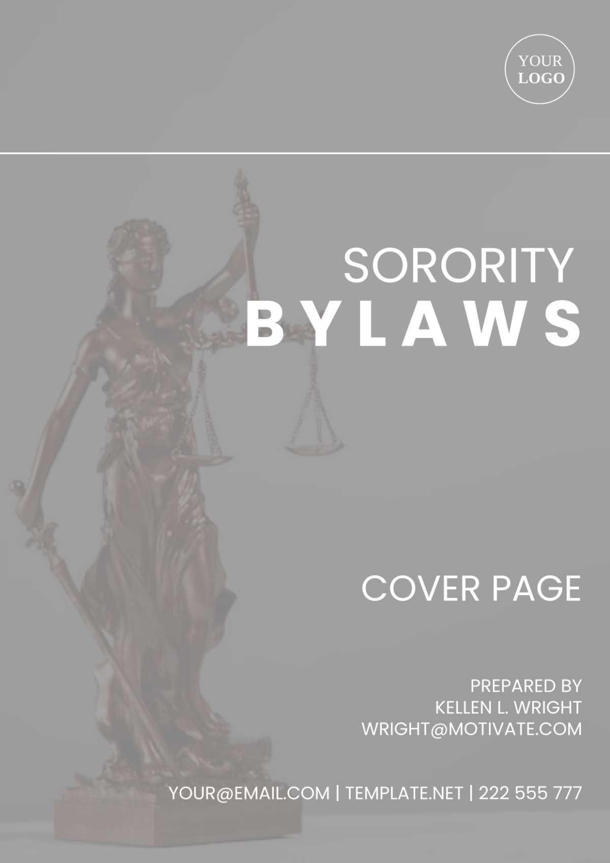 Sorority Bylaws Cover Page Template