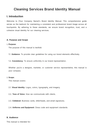 Free Cleaning Services Brand Identity Manual Template to Edit Online