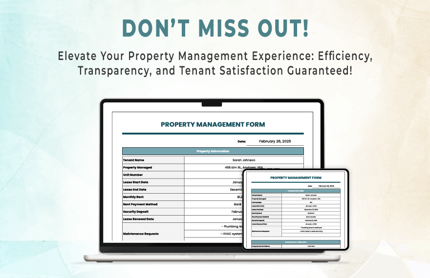 Property Management Form Template