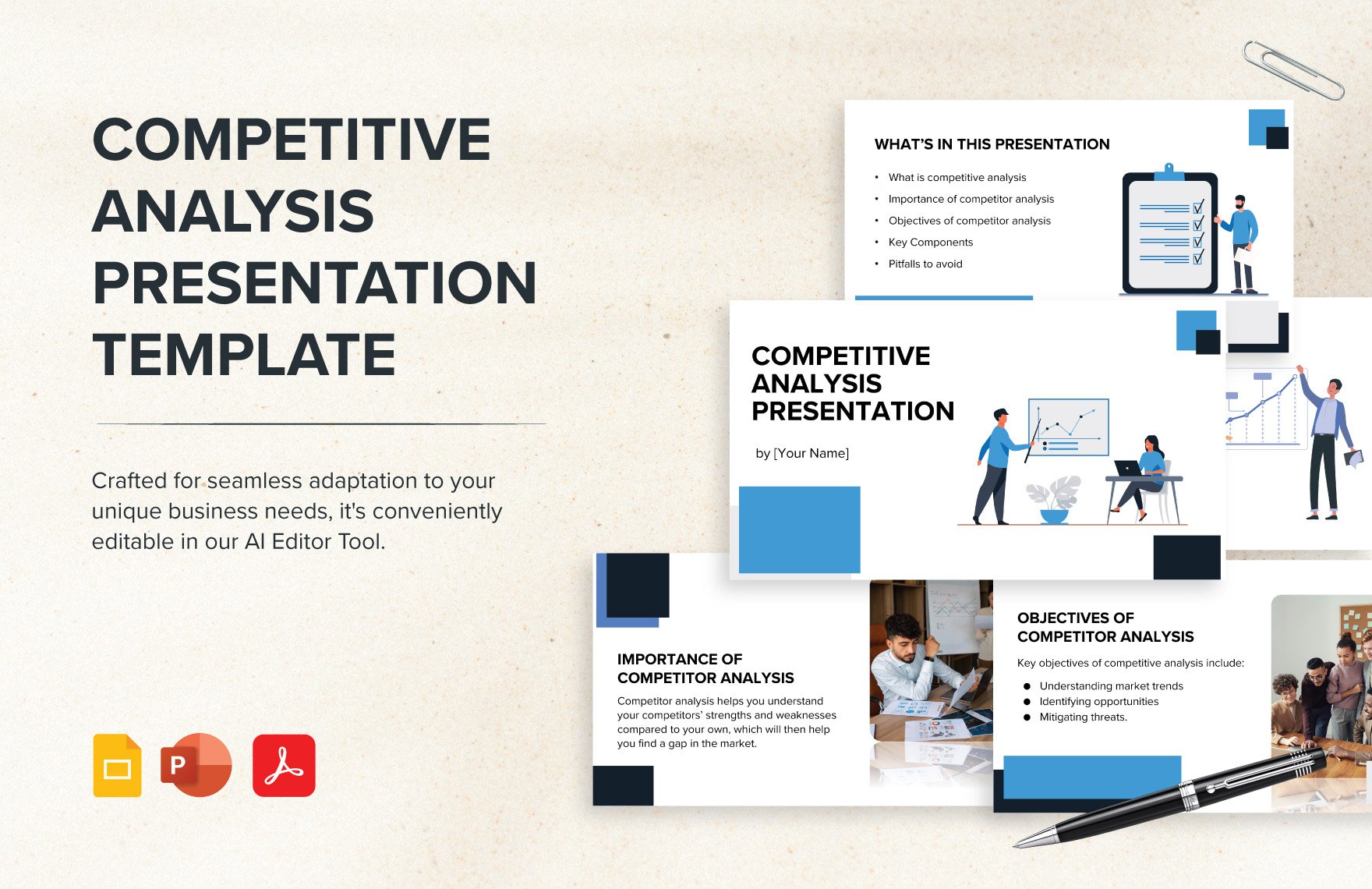 Free Competitive Analysis Presentation Template in PDF, PowerPoint, Google Slides